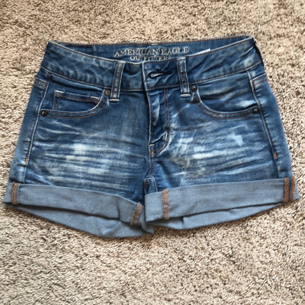 Acid wash jean shorts